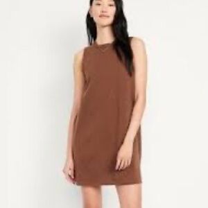 NWOT Old Navy Vintage Mini Swing Dress Chocolate Brown, pockets Size S